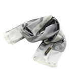 Louis Vuitton Echarpe Capri Scarf Shawl Large Silk Monogram Fringe Gray