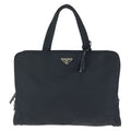 Prada Tessuto Black Silver Nylon Business Bag
