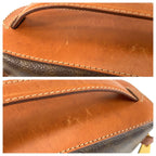 Celine Vintage Macadam Brown Gold Leather Handbag Vanity Bag — view 5