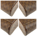 Celine Vintage Macadam Brown Gold Leather Handbag Vanity Bag — view 4