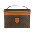 Celine Vintage Macadam Brown Gold Leather Handbag Vanity Bag