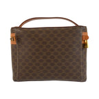 Celine Vintage Macadam Brown Gold Leather Handbag Vanity Bag — view 2