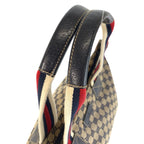 Gucci Sherry Line Gray Navy GG Canvas Leather Tote Shoulder Bag — view 8