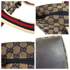 Gucci Sherry Line Gray Navy GG Canvas Leather Tote Shoulder Bag — view 5