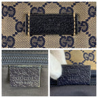 Gucci Sherry Line Gray Navy GG Canvas Leather Tote Shoulder Bag — view 3