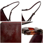 Prada Mirror Calf Leather Shoulder Bag Bordeaux — view 7