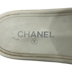 Chanel Sandals 39 White Silver Chain Cotton Leather — view 5