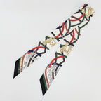 Hermes Ten Twilly Legendary Harness Scarf Silk White Multicolor — view 2