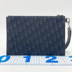 Dior Clutch Black Canvas Leather Second Silver — view 2