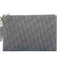 Dior Clutch Black Canvas Leather Second Silver