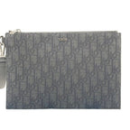 Dior Clutch Black Canvas Leather Second Silver