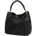 Prada Logo Shoulder Bag Leather Nero