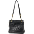 Chanel CC Logo Chain Tote Leather Black
