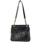 Chanel CC Logo Chain Tote Leather Black