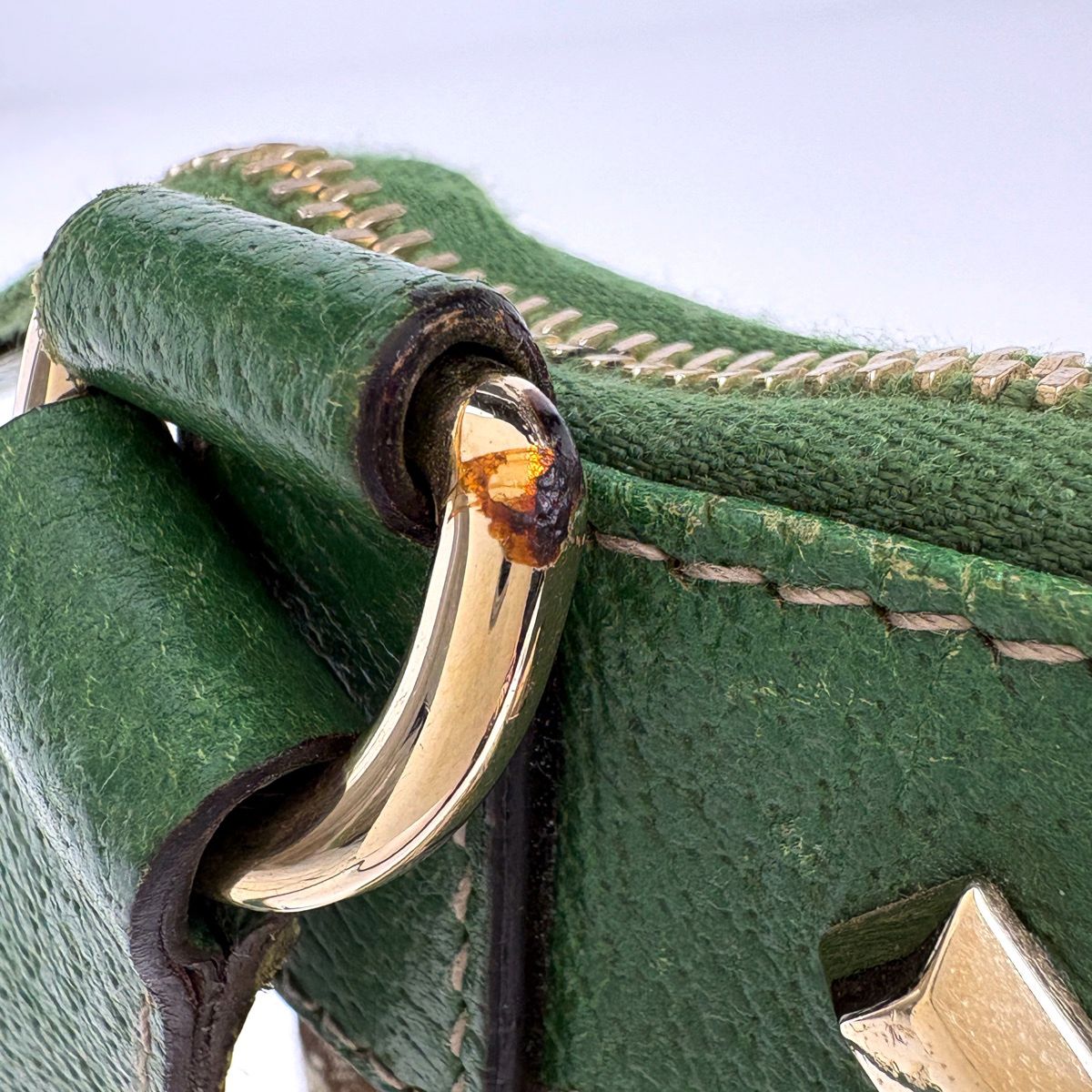Gucci GG Pattern Shoulder Bag Studs Canvas Beige Green — view 6