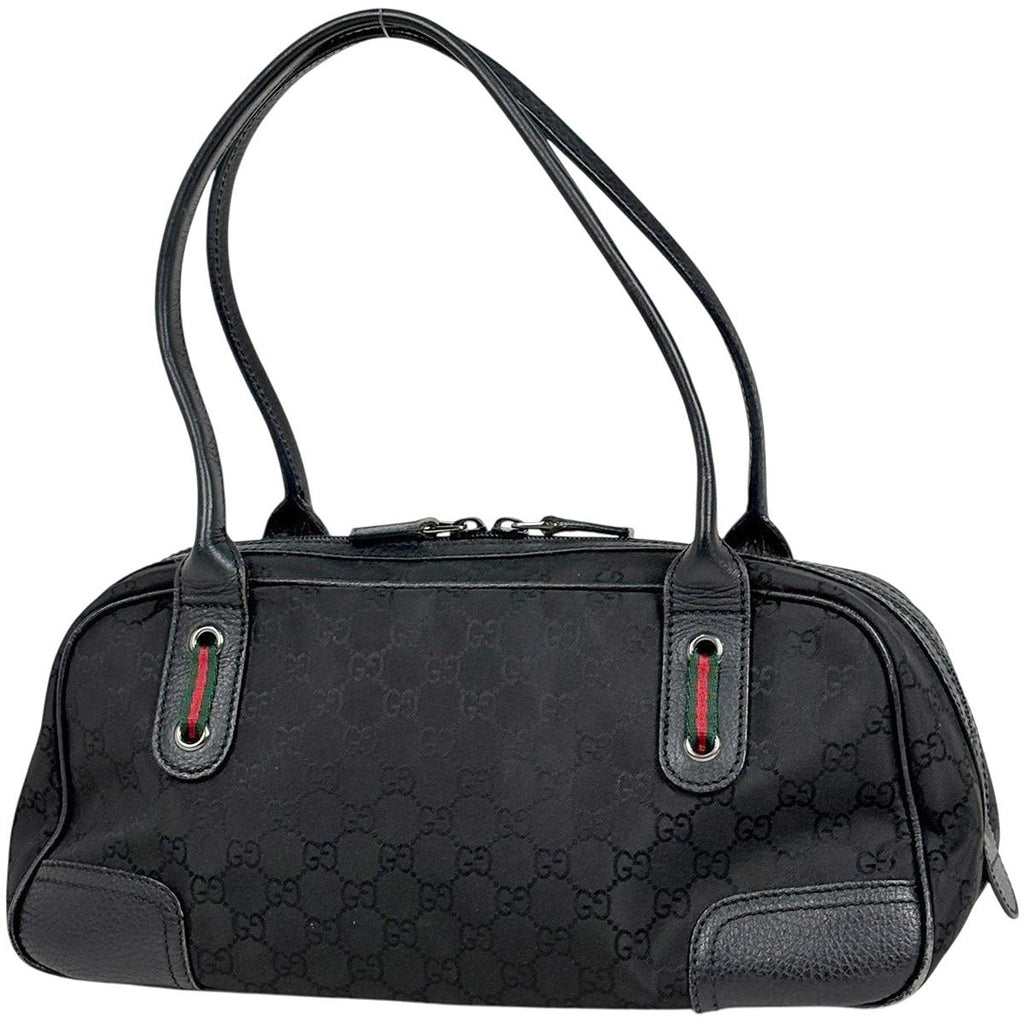 Gucci GG Pattern Shoulder Bag Sherry Line Web Nylon Black