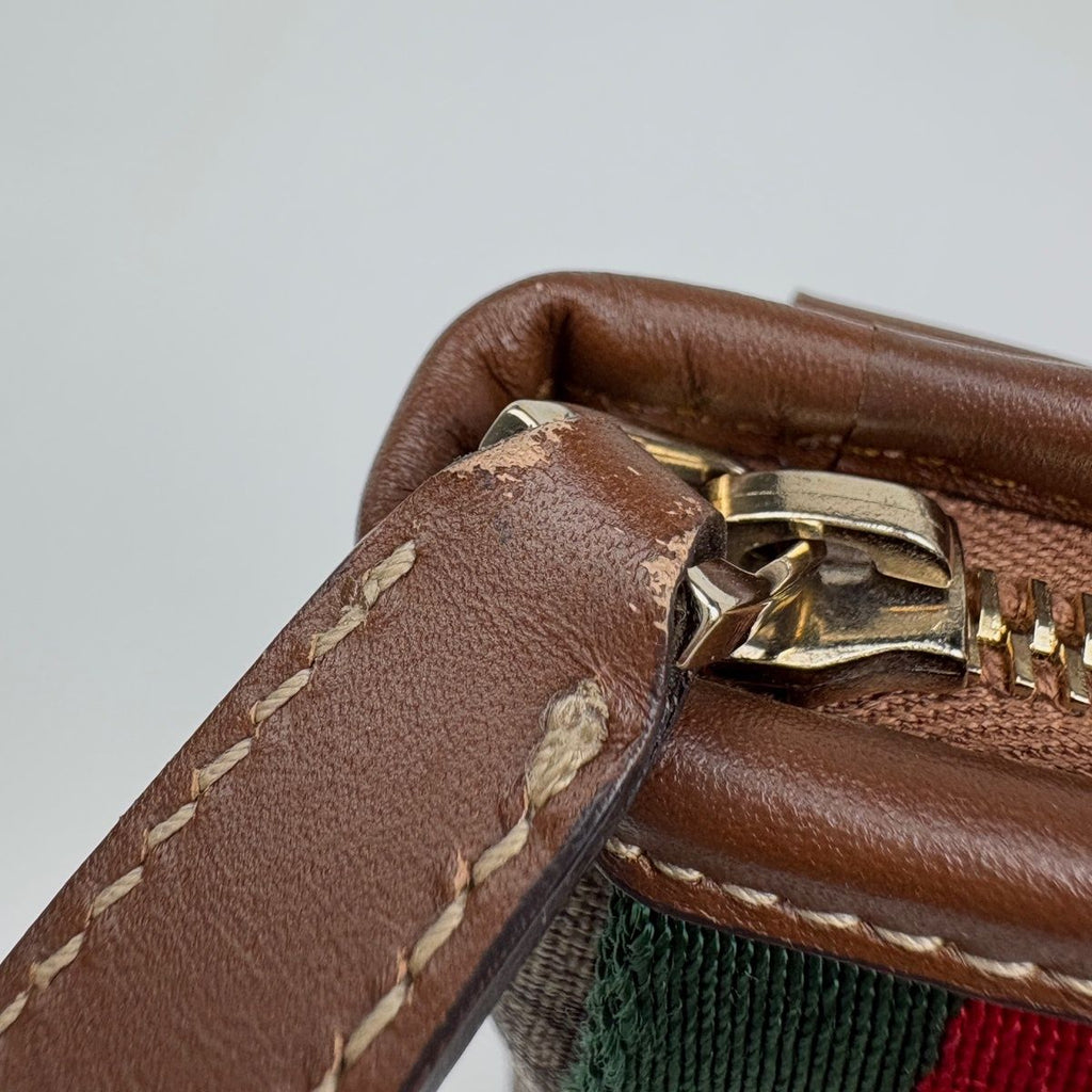 Gucci GG Pattern Shoulder Bag Sherry Line Web Beige Brown — view 5