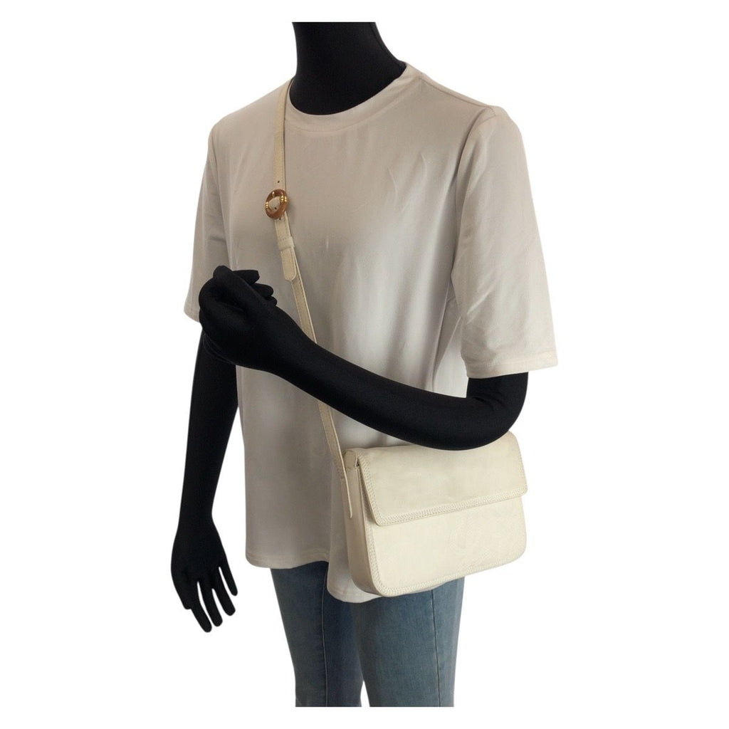 Loewe Anagram White Off Gold Leather Shoulder Bag Pochette — view 7