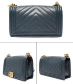 Chanel Chain Shoulder Bag 25 Gold Stitch Caviar Leather — view 2