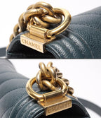 Chanel Chain Shoulder Bag 25 Gold Stitch Caviar Leather — view 7