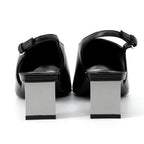 Hermes Sandals Ma Roulis 45 Nappa Leather 37 Heels Shoes Black — view 3
