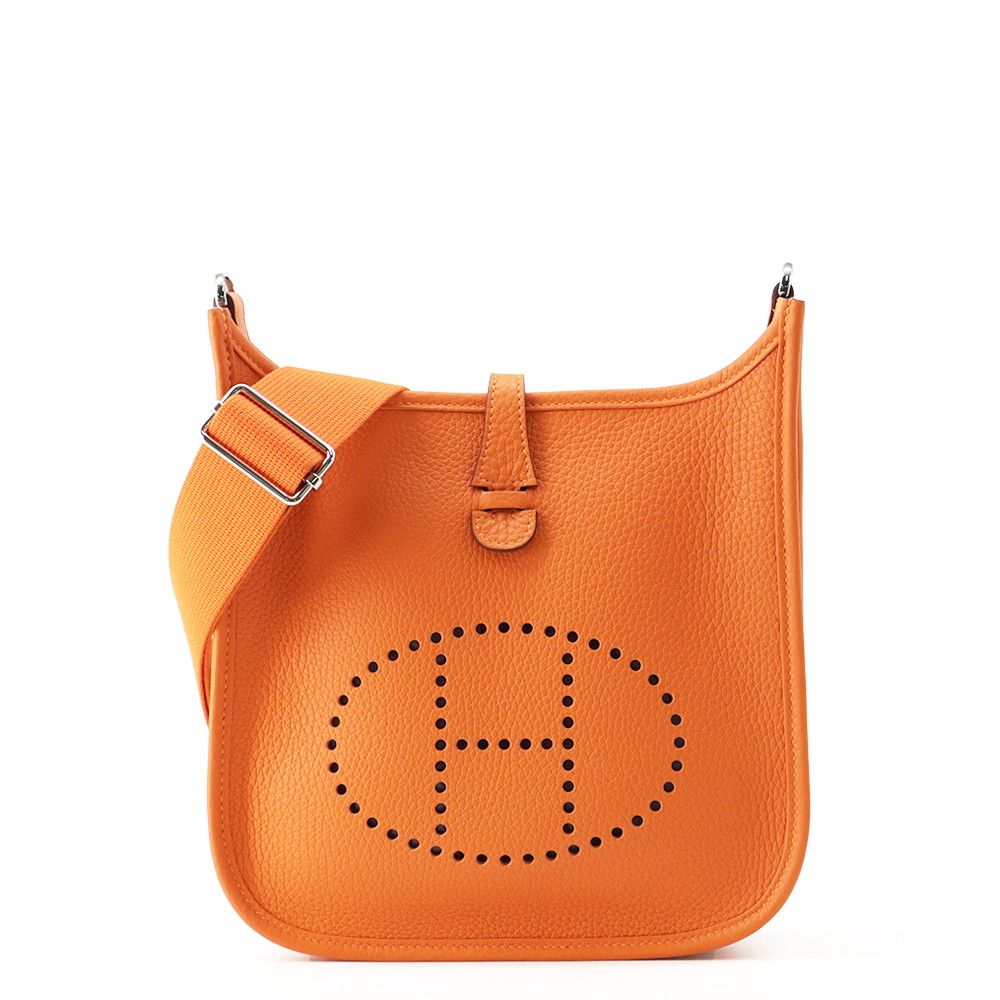 Hermes Shoulder Bag Evelyne 3 23 Orange Silver Taurillon Clemence