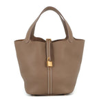 Hermes Handbag Picotin Lock MM Etoupe Gold Taurillon Clemence Tote