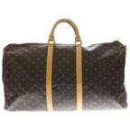 Louis Vuitton Monogram Keepall Bandouliere 50 Boston Bag Brown Leather