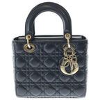 Dior Lady My 2-Way Mini Shoulder Bag Black Leather Gold