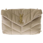 Saint Laurent Paris Lou Puffer Toy Quilted Chain Shoulder Bag Beige Lambskin
