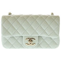 Chanel Mini Quilted 20 Chain Mini Shoulder Bag Pale Green Lambskin Gold
