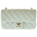 Chanel Mini Quilted 20 Chain Mini Shoulder Bag Pale Green Lambskin Gold