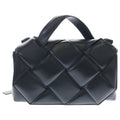 Bottega Veneta Maxi Intrecciato Top Handle Shoulder Bag Black Leather Silver