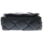 Bottega Veneta Maxi Intrecciato Top Handle Shoulder Bag Black Leather Silver — view 4