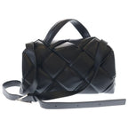 Bottega Veneta Maxi Intrecciato Top Handle Shoulder Bag Black Leather Silver — view 2