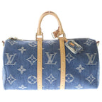 Louis Vuitton Monogram Denim Keepall Bandouliere 45 Boston Bag Gold Indigo
