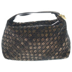 Bottega Veneta Intrecciato Lame Handbag Pouch Case Black Gold Leather — view 2