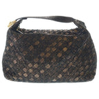 Bottega Veneta Intrecciato Lame Handbag Pouch Case Black Gold Leather