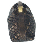 Bottega Veneta Intrecciato Lame Handbag Pouch Case Black Gold Leather — view 3