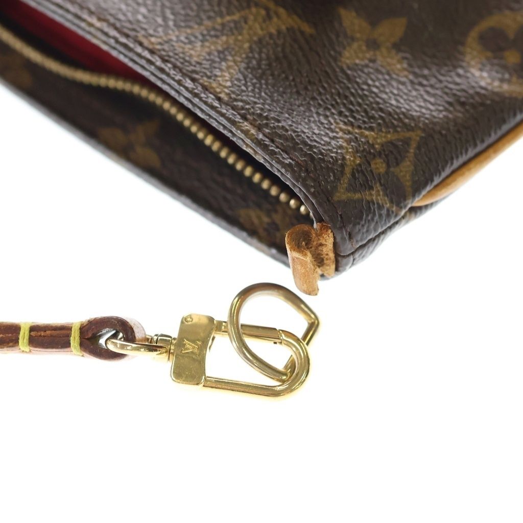 Louis Vuitton Monogram Partition Pouch Case Clutch Brown Leather Gold — view 6