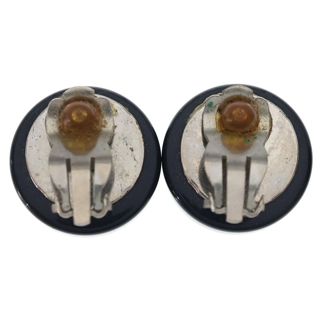 Chanel CC Logo Round Earrings Gold Black — view 2