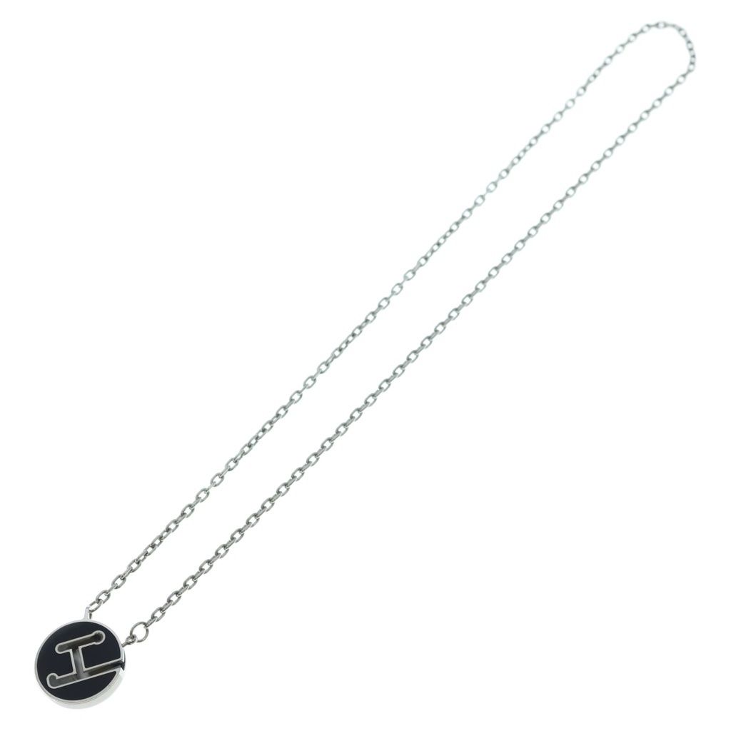 Hermes Labyrinth Necklace Pendant Chain Black Silver — view 2
