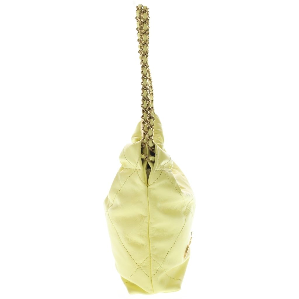 Chanel 22 Mini Shiny Calfskin Chain Shoulder Bag Yellow Gold Plate — view 3