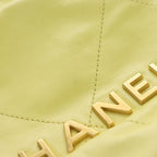 Chanel 22 Mini Shiny Calfskin Chain Shoulder Bag Yellow Gold Plate — view 6