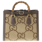 Gucci Jumbo GG Diana Bamboo Small Canvas Leather 2-Way Bag Brown — view 2