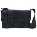 Bottega Veneta Cassette Small Maxi Intrecciato Canvas Shoulder Bag Black