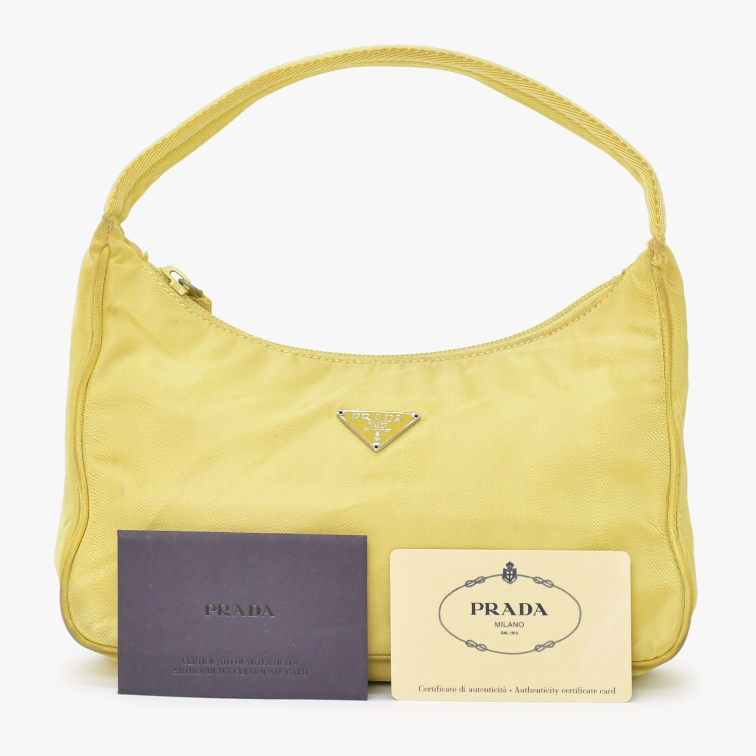 Prada Hand Handbag Mini Andbag Pouch Nylon Yellow
