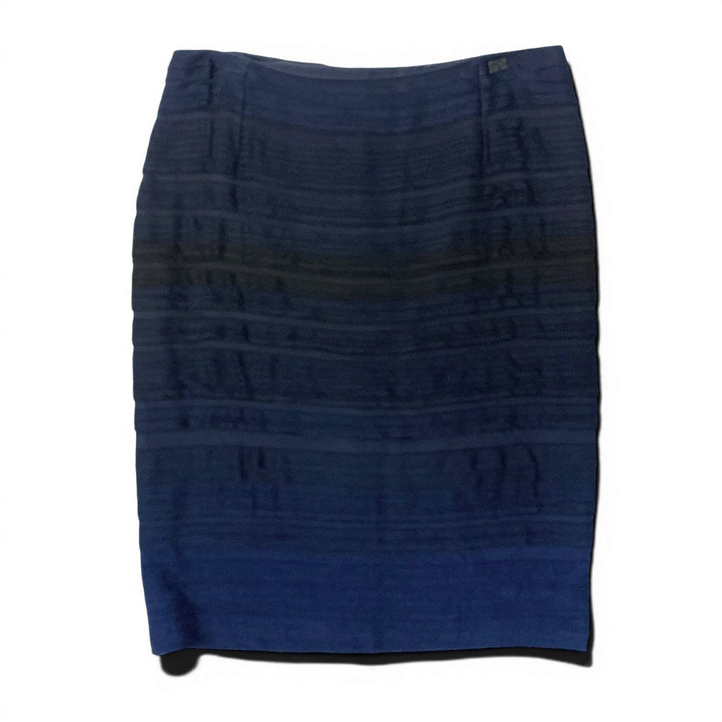 Chanel Knit Tight Skirt Gradient Quilted Bag Motif Plate 38 Sizes Navy 100%