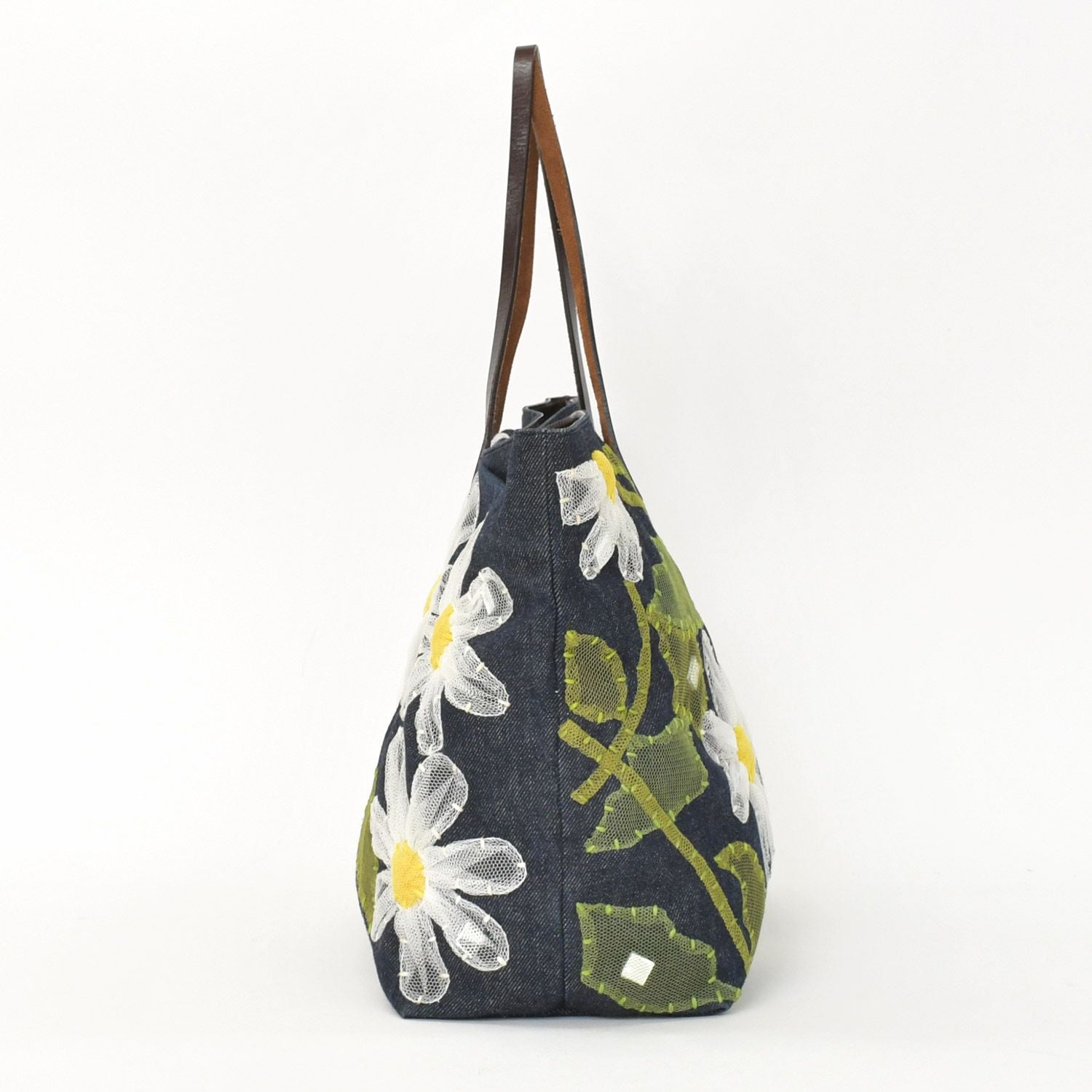 Fendi Handbag Denim Flower Applique Navy — view 4