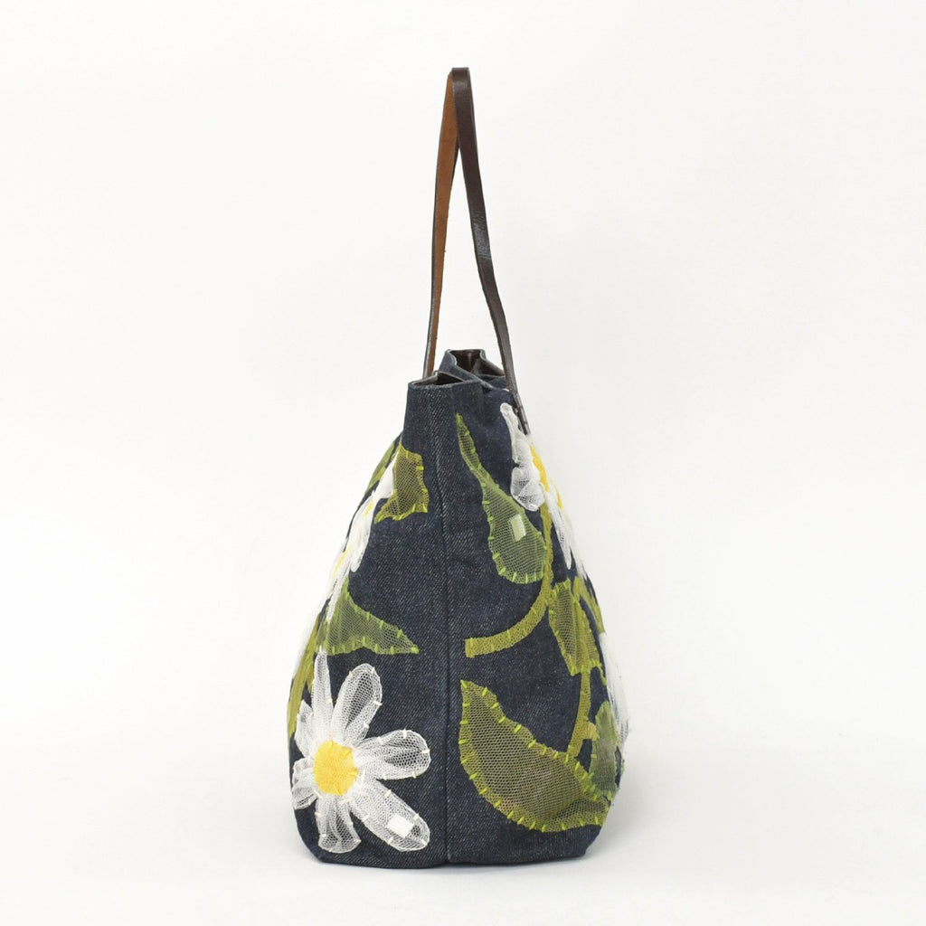 Fendi Handbag Denim Flower Applique Navy — view 3